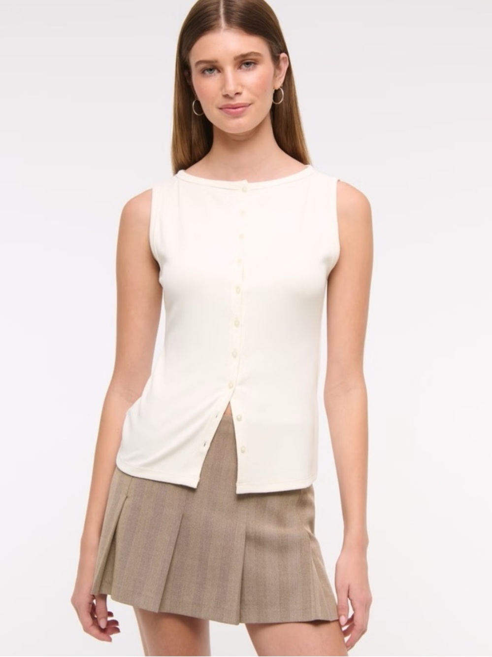 Abercrombie Rib Crew Button-Up Top